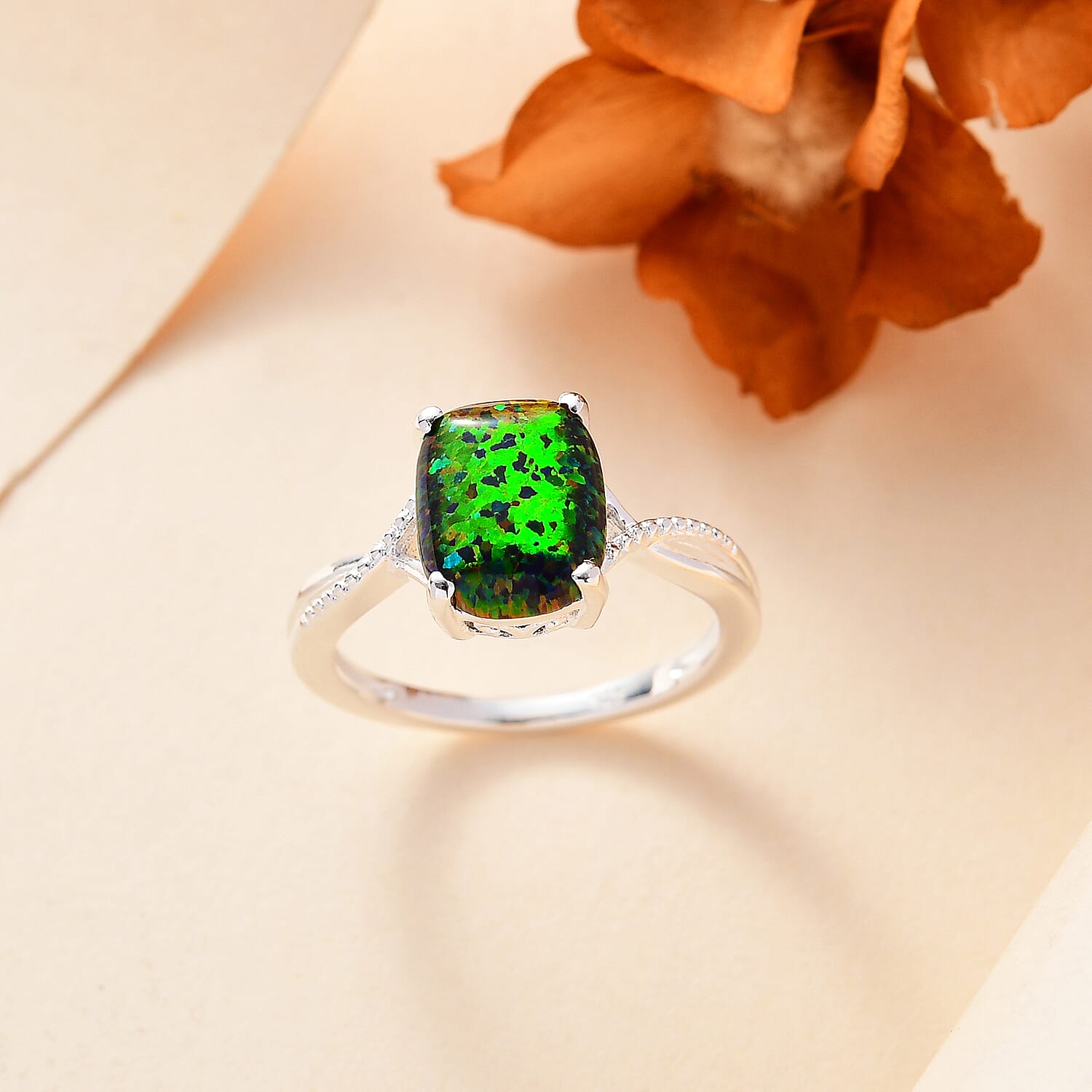 Lab Created Black Opal Sterling Silver Ring  1.295  Ct. 7859679 1