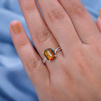 Lab Created Black Opal Sterling Silver Ring  1.295  Ct.