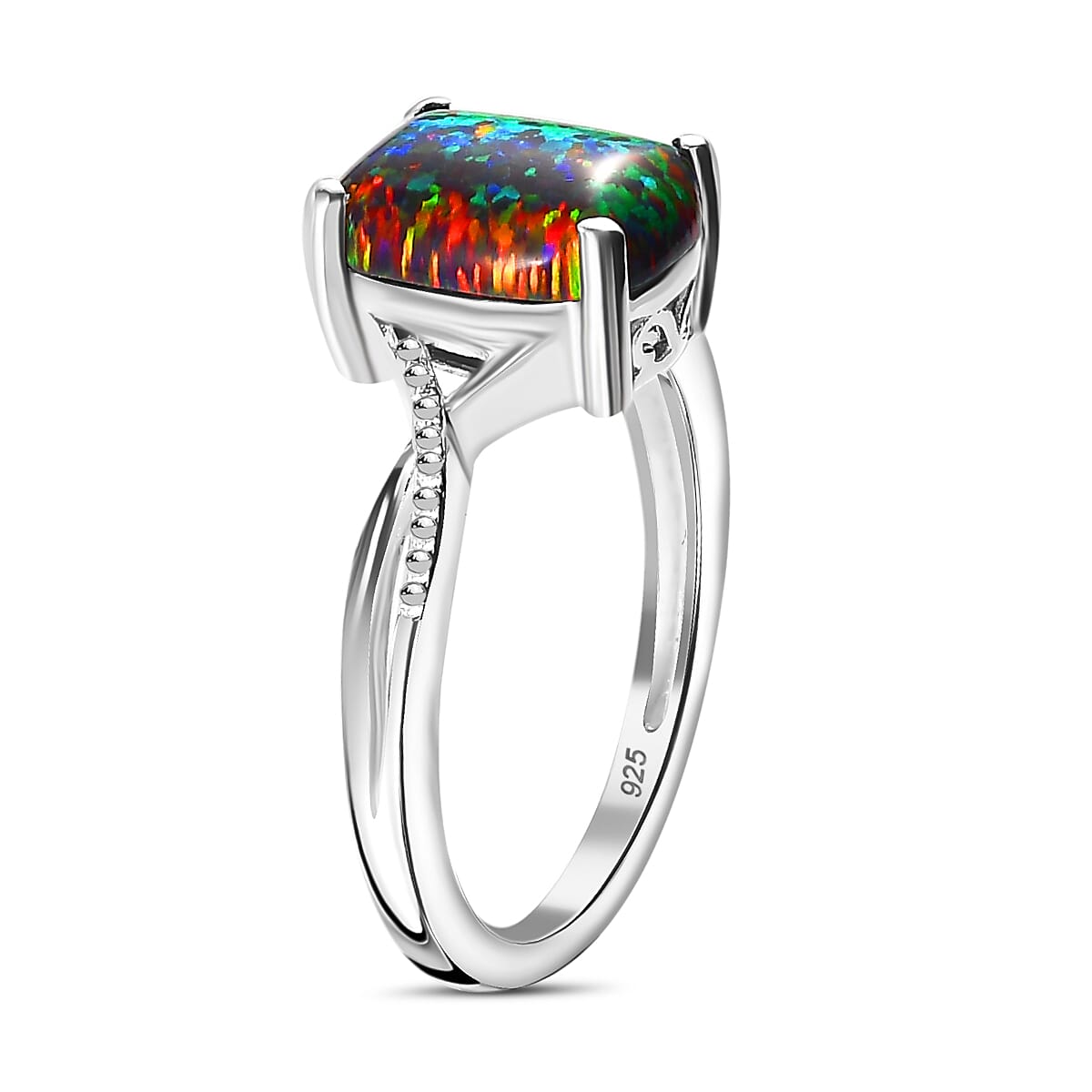 Lab Created Black Opal Sterling Silver Ring  1.295  Ct. 7859679 3
