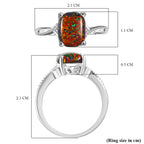 Lab Created Black Opal Sterling Silver Ring  1.295  Ct.