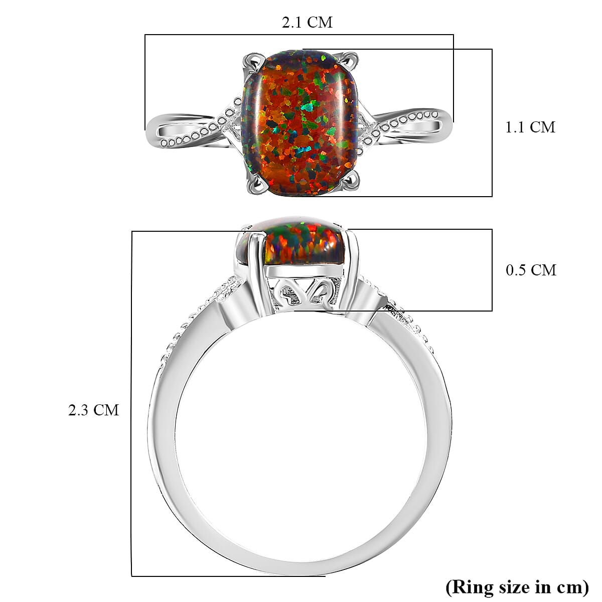 Lab Created Black Opal Sterling Silver Ring  1.295  Ct. 7859679 5