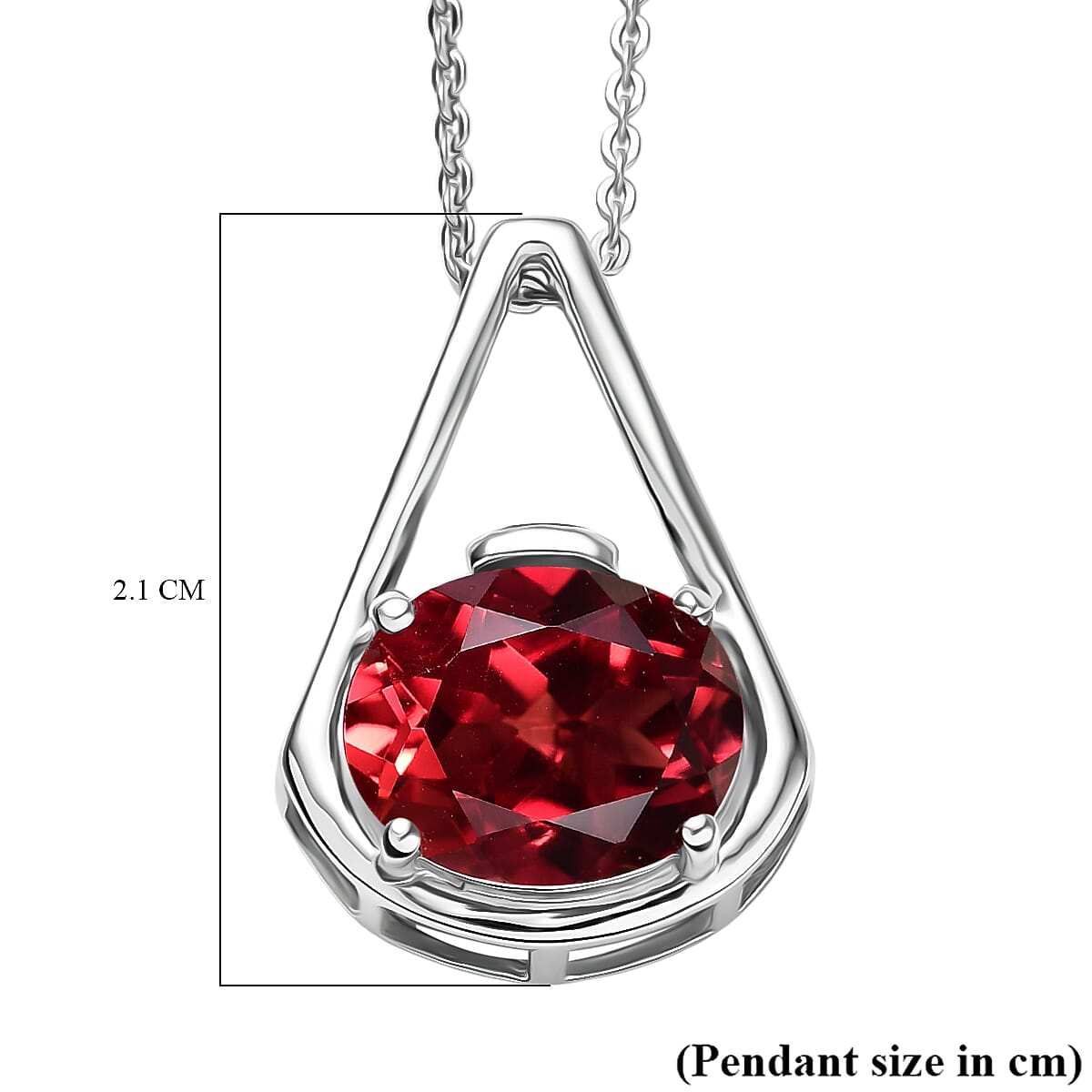 D'Joy Lab Grown Padparadscha Sapphire Drop Pendant with Chain (Size 20) in Platinum Overlay Sterling Silver 3.8 Ct. 4420741 5