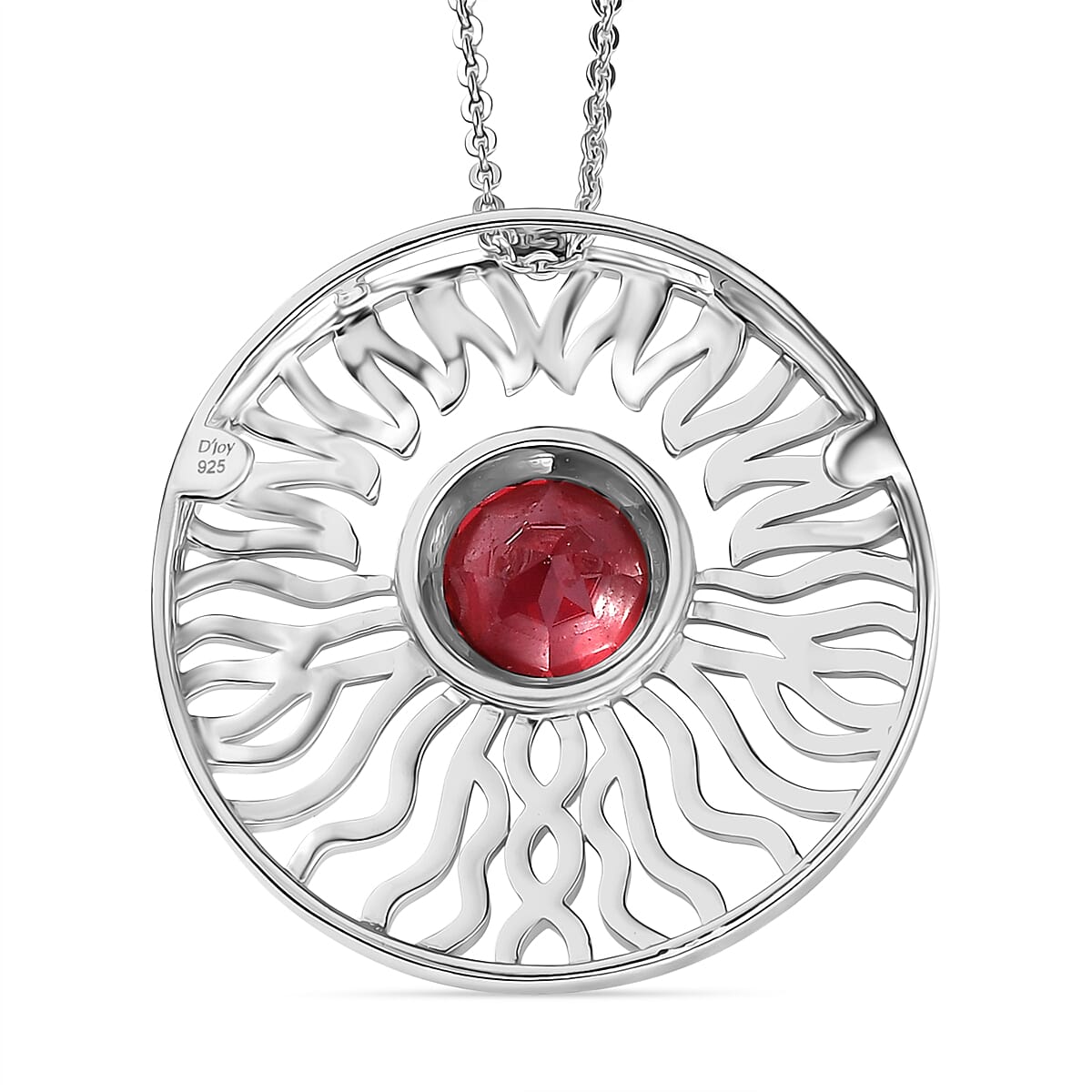 D'Joy Lab Grown Padparadscha Sapphire Pendant with Chain (Size 20) in Yellow Gold &amp; Platinum Overlay Sterling Silver 2.80 Ct, Silver Wt. 5.96 Gms. V32635896 5