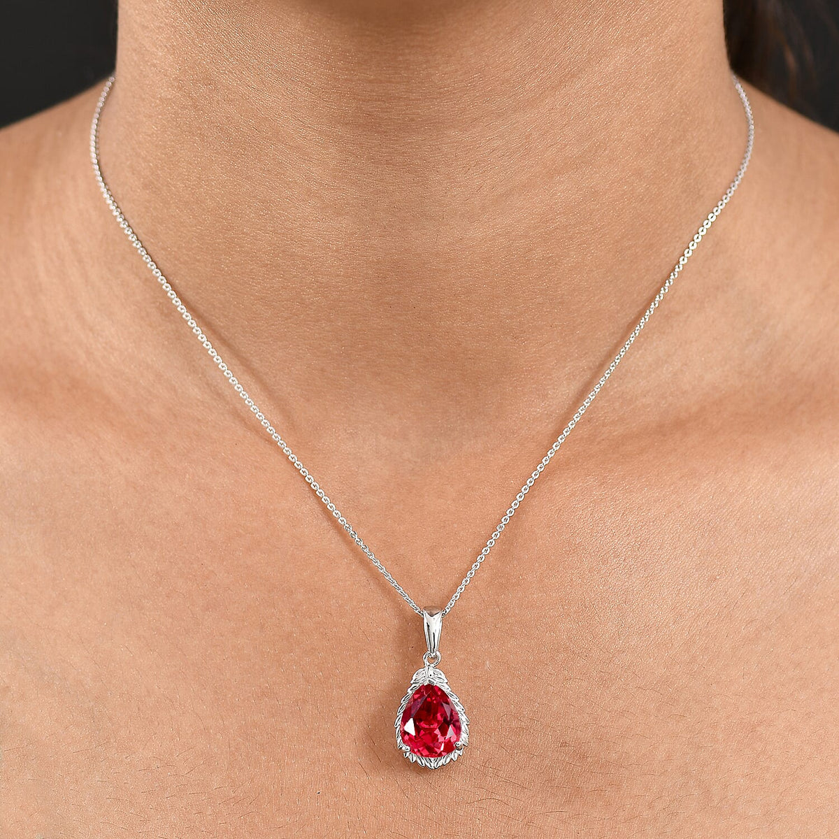 D'Joy Lab Grown Padparadscha Sapphire Pendant with Chain (Size 20) in Platinum Overlay Sterling Silver 5.65 Ct. 4422145 1