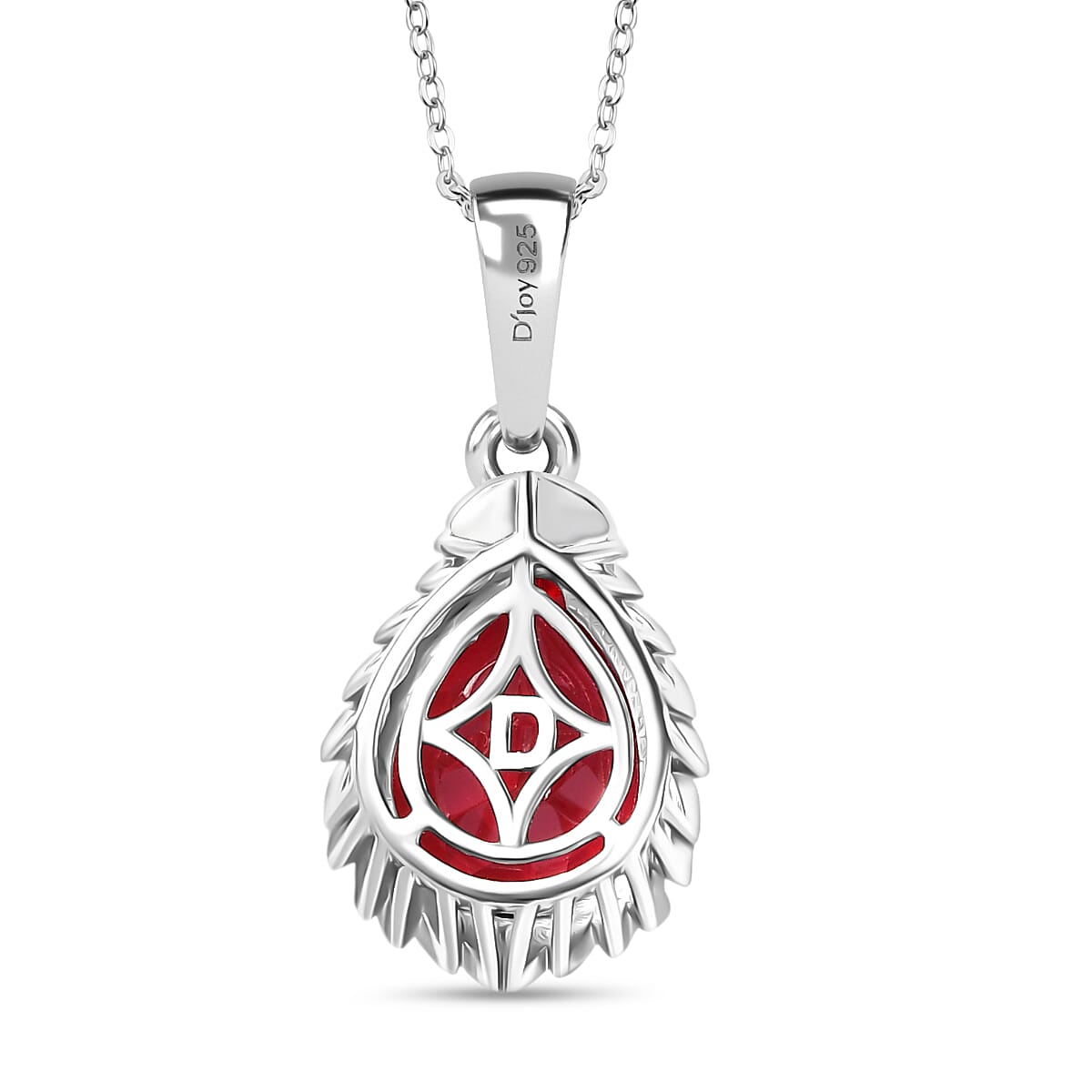 D'Joy Lab Grown Padparadscha Sapphire Pendant with Chain (Size 20) in Platinum Overlay Sterling Silver 5.65 Ct. 4422145 4