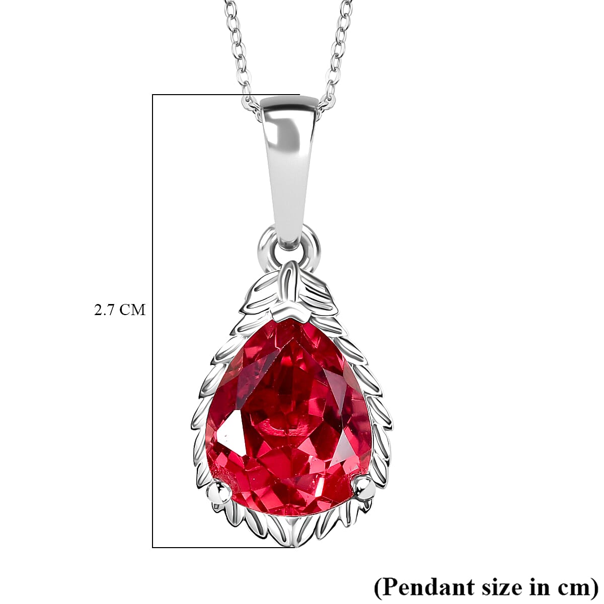 D'Joy Lab Grown Padparadscha Sapphire Pendant with Chain (Size 20) in Platinum Overlay Sterling Silver 5.65 Ct. 4422145 5