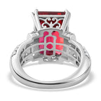 Lab Created Padparadscha Sapphire & Natural Zircon Halo Ring in Platinum Overlay Sterling Silver 12.70 Ct