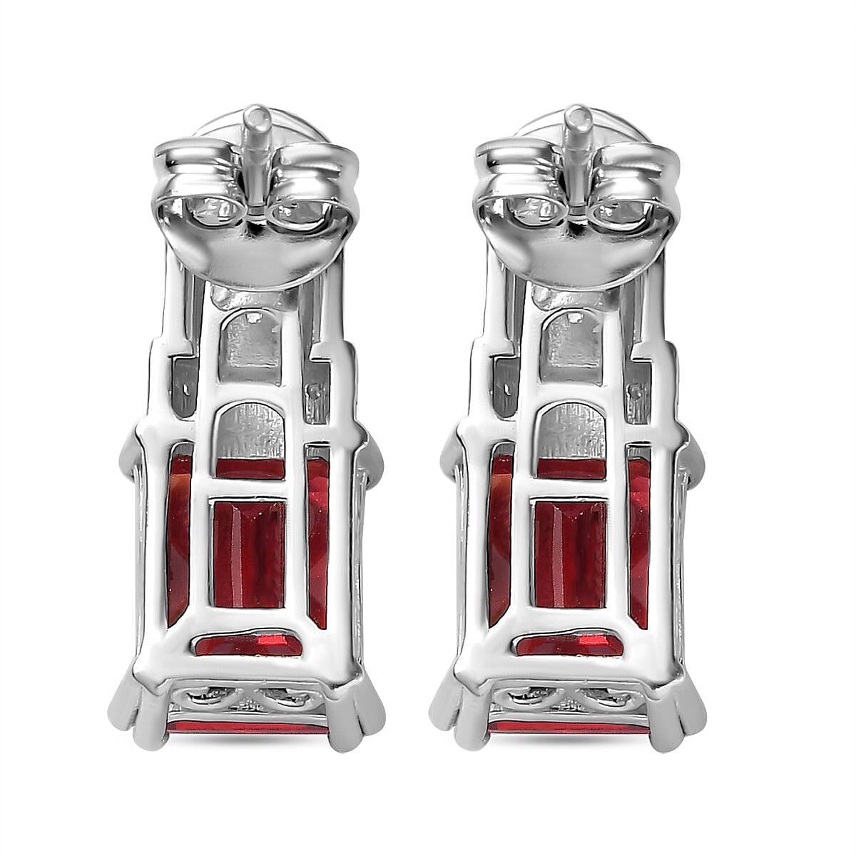 Lab Created Padparadscha Sapphire and Natural Zircon Drop Earrings in Platinum Overlay Sterling Silver 7.00 Ct. 7773959 5