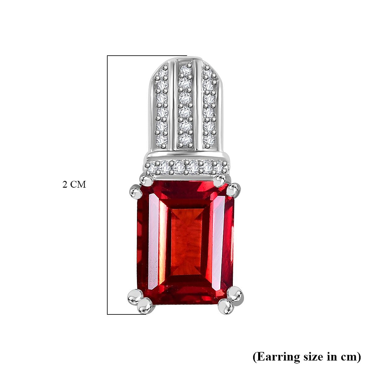 Lab Created Padparadscha Sapphire and Natural Zircon Drop Earrings in Platinum Overlay Sterling Silver 7.00 Ct. 7773959 6