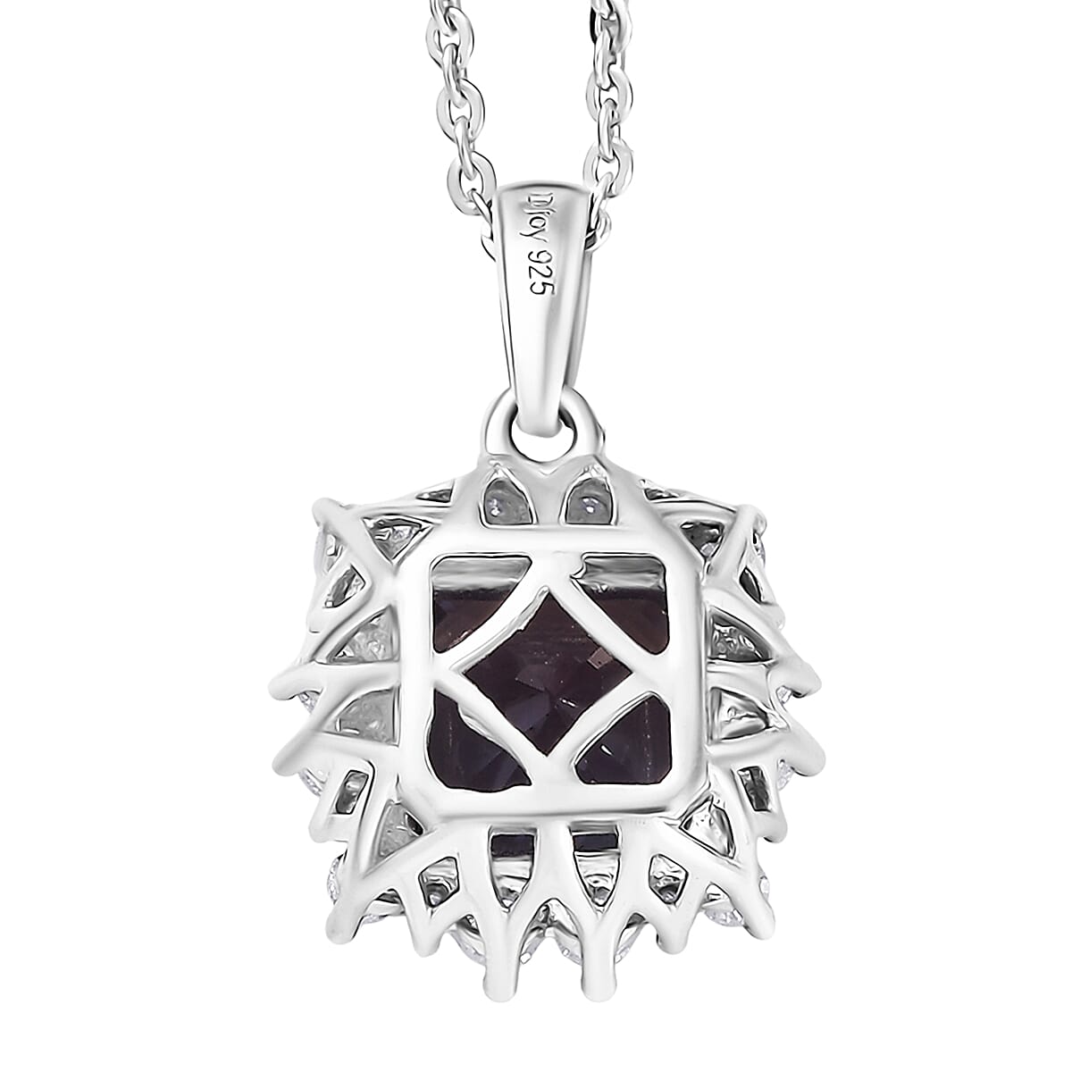 D'Joy Lab Grown Alexandrite, Moissanite Pendant with Chain (Size 20) in Rhodium Overlay Sterling Silver 2.30 Ct. 4425238 5