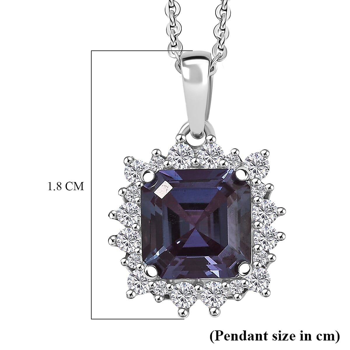 D'Joy Lab Grown Alexandrite, Moissanite Pendant with Chain (Size 20) in Rhodium Overlay Sterling Silver 2.30 Ct. 4425238 6