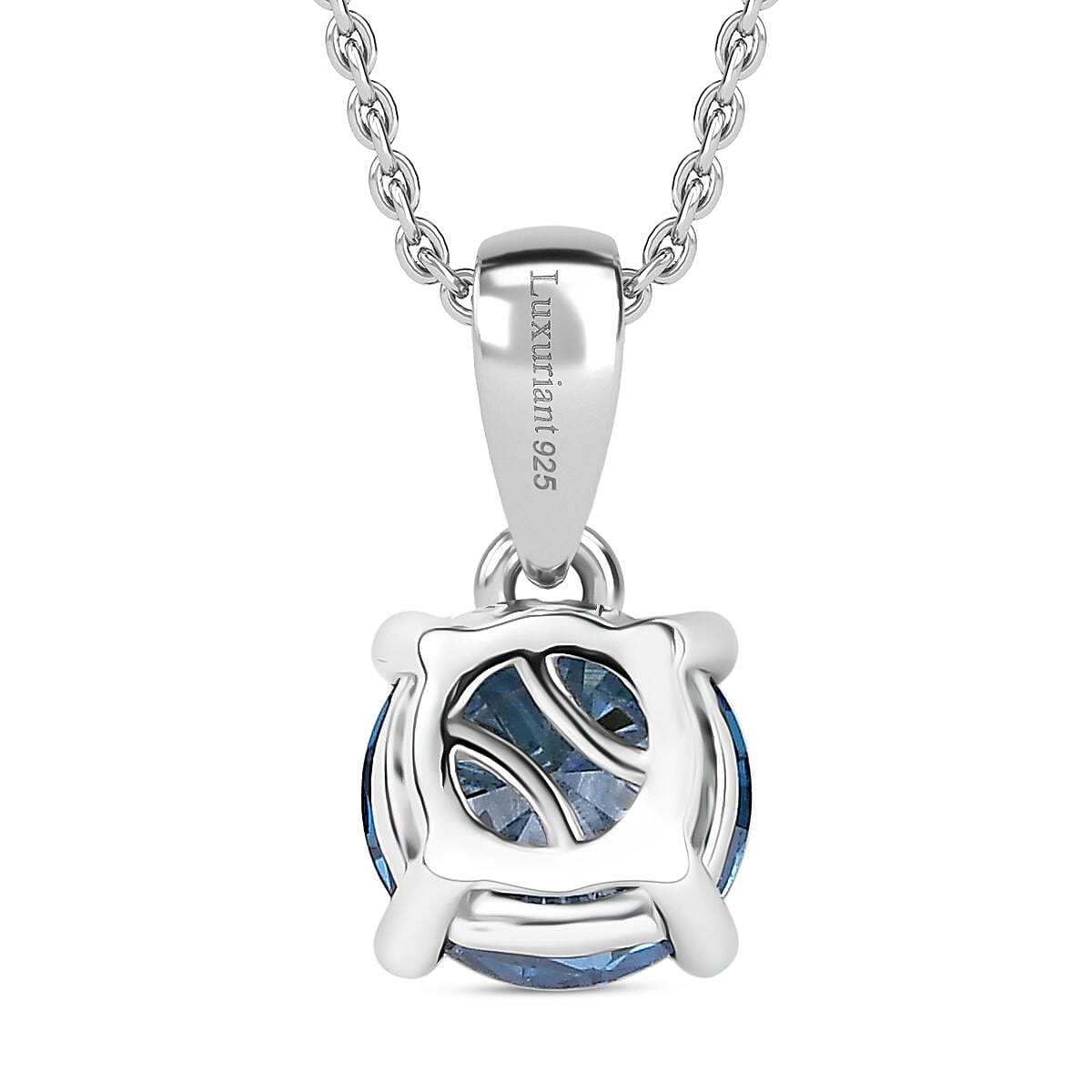 Luxuriant VS-EF Lab Grown Blue Diamond Pendant with Chain in Rhodium Overlay Sterling Silver (1.00 Ct.) 4420840 4