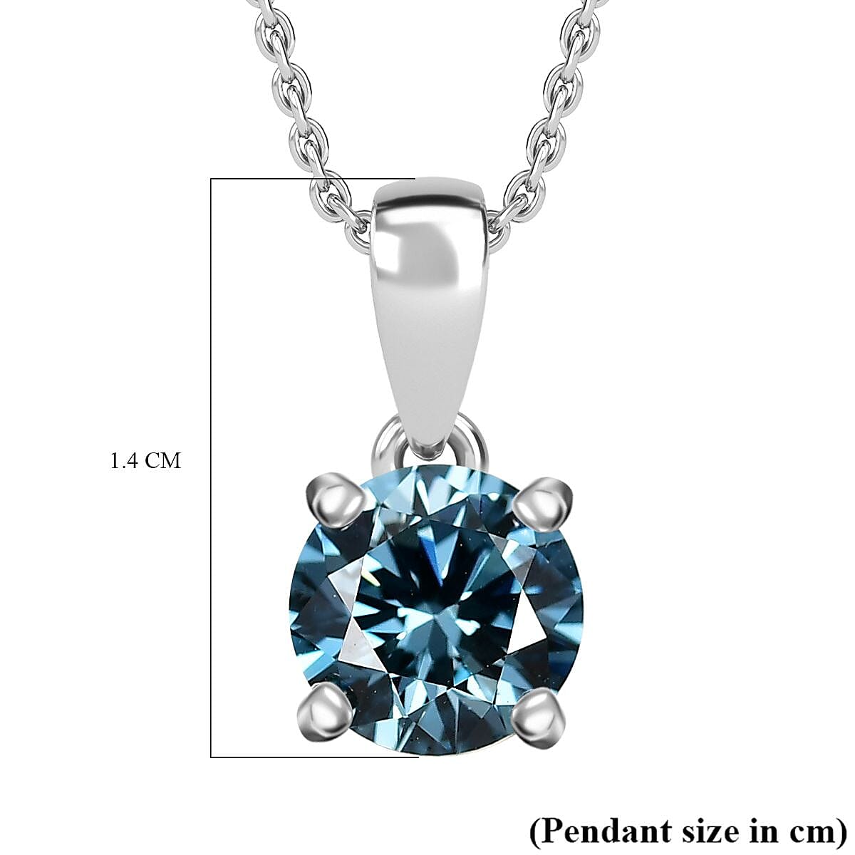 Luxuriant VS-EF Lab Grown Blue Diamond Pendant with Chain in Rhodium Overlay Sterling Silver (1.00 Ct.) 4420840 5
