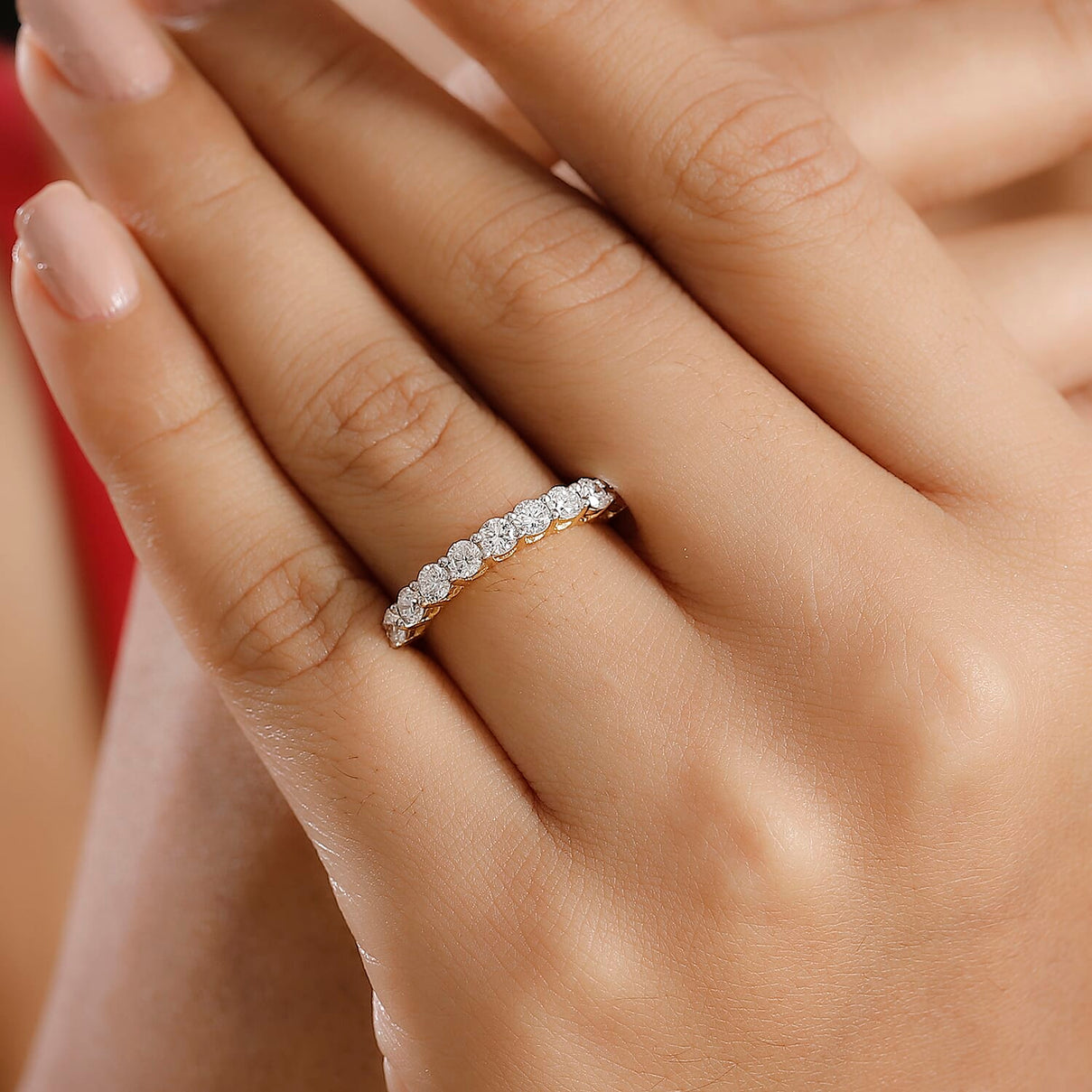LUXURIANT 1 Ct. Lab Grown Diamond Half Eternity Ring in 18K Vermeil Yellow Gold Plated Sterling Silver (SI-G-H) 8019460 3