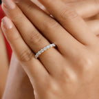 Luxuriant Diamond Lab Grown Diamond (SI-G-H) Half Eternity Ring in 18K Vermeil Yellow Gold Plated Sterling Silver 0.94 Ct.