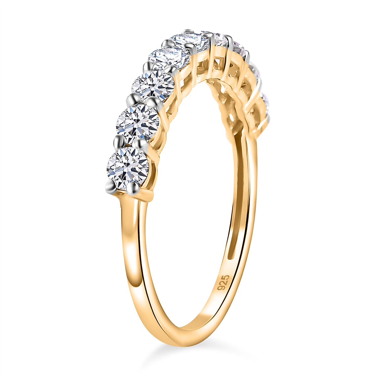 LUXURIANT 1 Ct. Lab Grown Diamond Half Eternity Ring in 18K Vermeil Yellow Gold Plated Sterling Silver (SI-G-H) 8019460 4