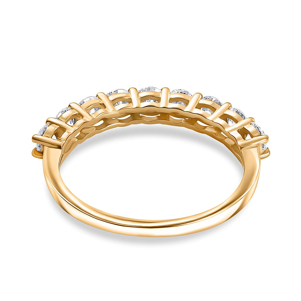 Luxuriant Diamond Lab Grown Diamond (SI-G-H) Half Eternity Ring in 18K Vermeil Yellow Gold Plated Sterling Silver 0.94 Ct.