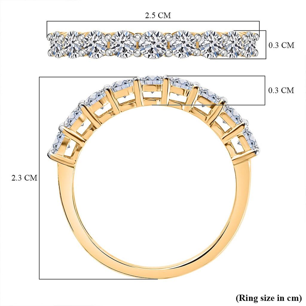 Luxuriant Diamond Lab Grown Diamond (SI-G-H) Half Eternity Ring in 18K Vermeil Yellow Gold Plated Sterling Silver 0.94 Ct.