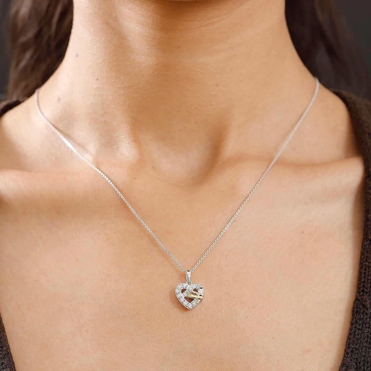GP Amore Collection SI-G/H Lab Grown Diamond and Blue Sapphire Heart Pendant with Chain in 18K Vermeil Yellow and Rose Gold Plated with Rhodium Overlay Sterling Silver 4337388 2