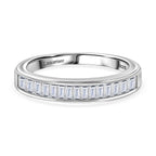 Lab Grown Diamond  Main Stone With Side Stone Ring in Rhodium Overlay Sterling Silver 0.50 ct  0.502  Ct.
