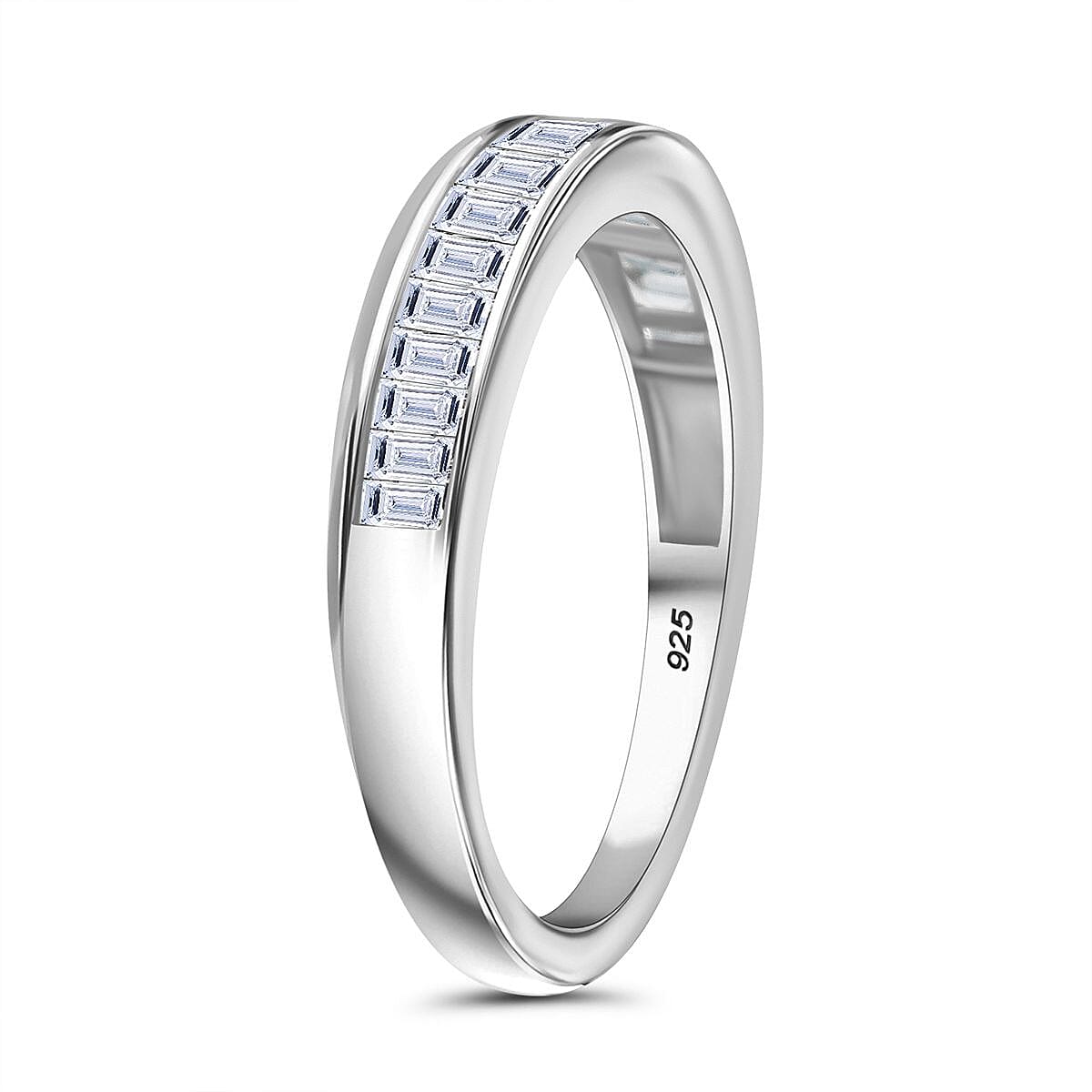 Lab Grown Diamond  Main Stone With Side Stone Ring in Rhodium Overlay Sterling Silver 0.50 ct  0.502  Ct. 8061831 3