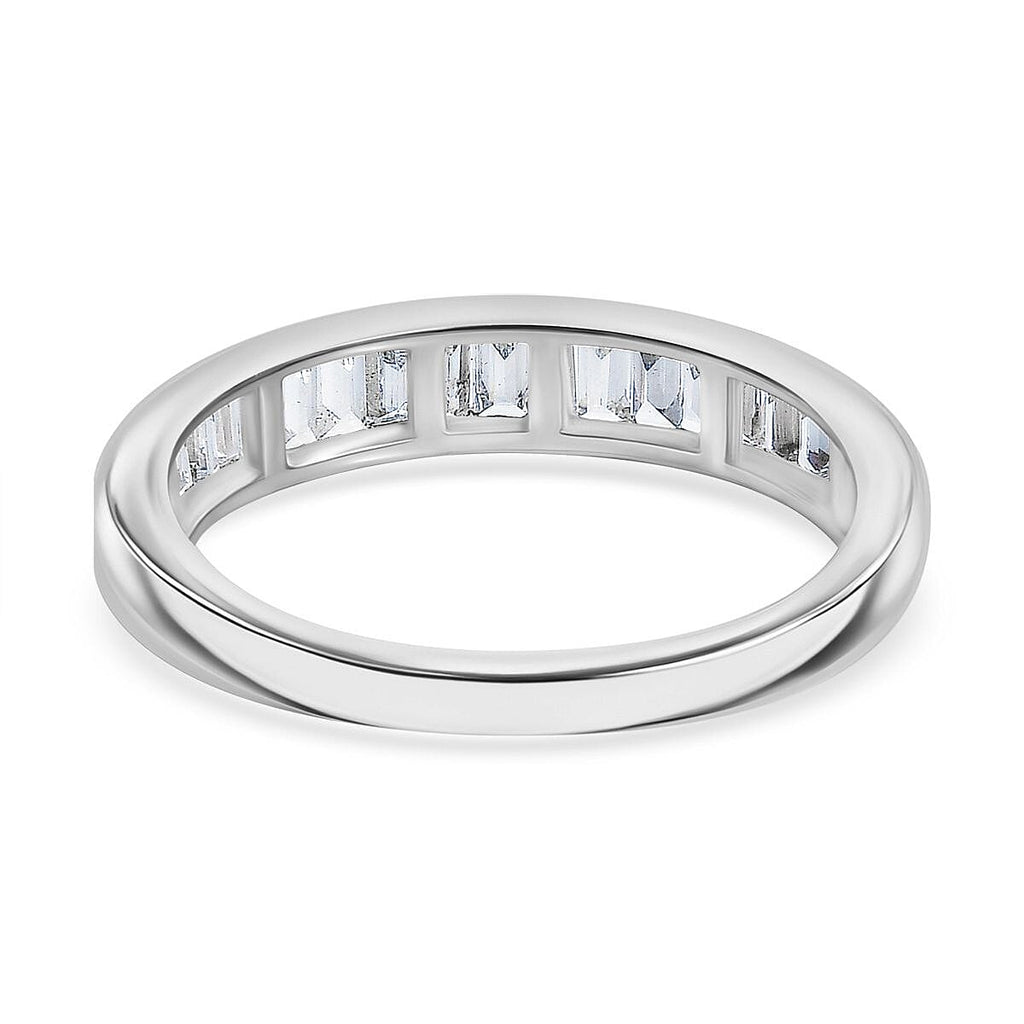 Lab Grown Diamond  Main Stone With Side Stone Ring in Rhodium Overlay Sterling Silver 0.50 ct  0.502  Ct.