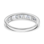 Lab Grown Diamond  Main Stone With Side Stone Ring in Rhodium Overlay Sterling Silver 0.50 ct  0.502  Ct.