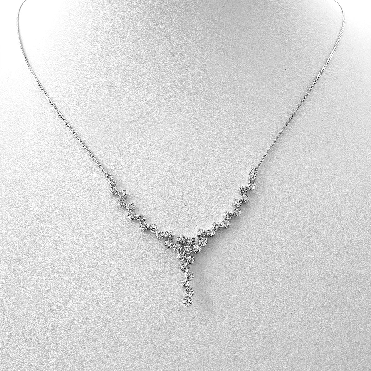 LUXURIANT 1.50 Ct. Lab Grown Diamond Necklace with Lobster Clasp in Rhodium Overlay Sterling Silver 18 Inch 8182862 4