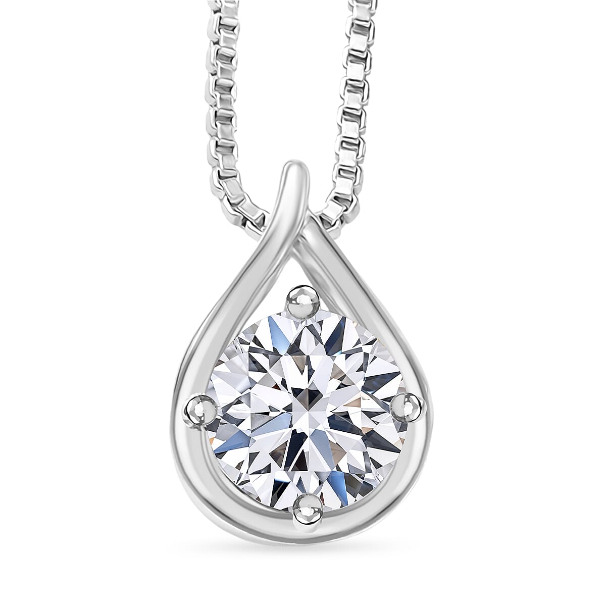 LUXURIANT Lab Grown Diamond Pendant with Cable Chain (Size - 20) in Rhodium Overlay Sterling Silver 1.00 Ct. 4435311 0