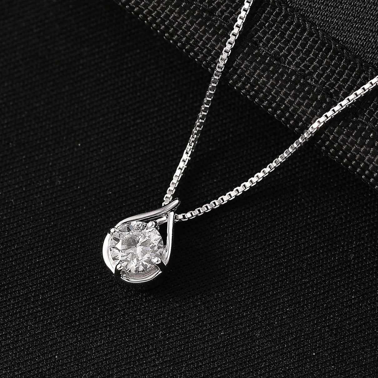 LUXURIANT Lab Grown Diamond Pendant with Cable Chain (Size - 20) in Rhodium Overlay Sterling Silver 1.00 Ct. 4435311 1