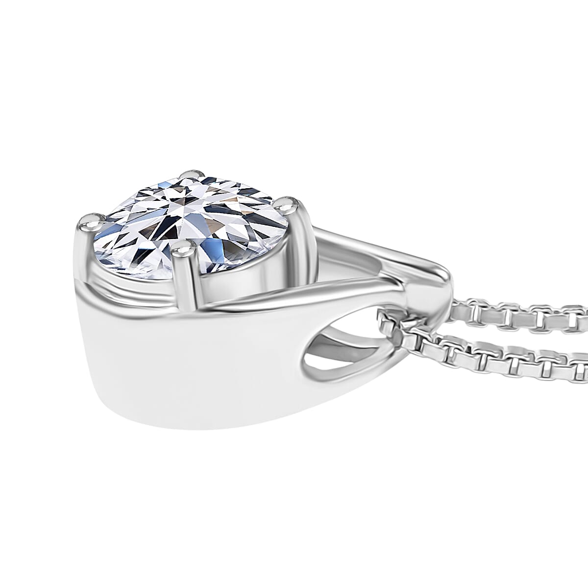 LUXURIANT Lab Grown Diamond Pendant with Cable Chain (Size - 20) in Rhodium Overlay Sterling Silver 1.00 Ct. 4435311 3