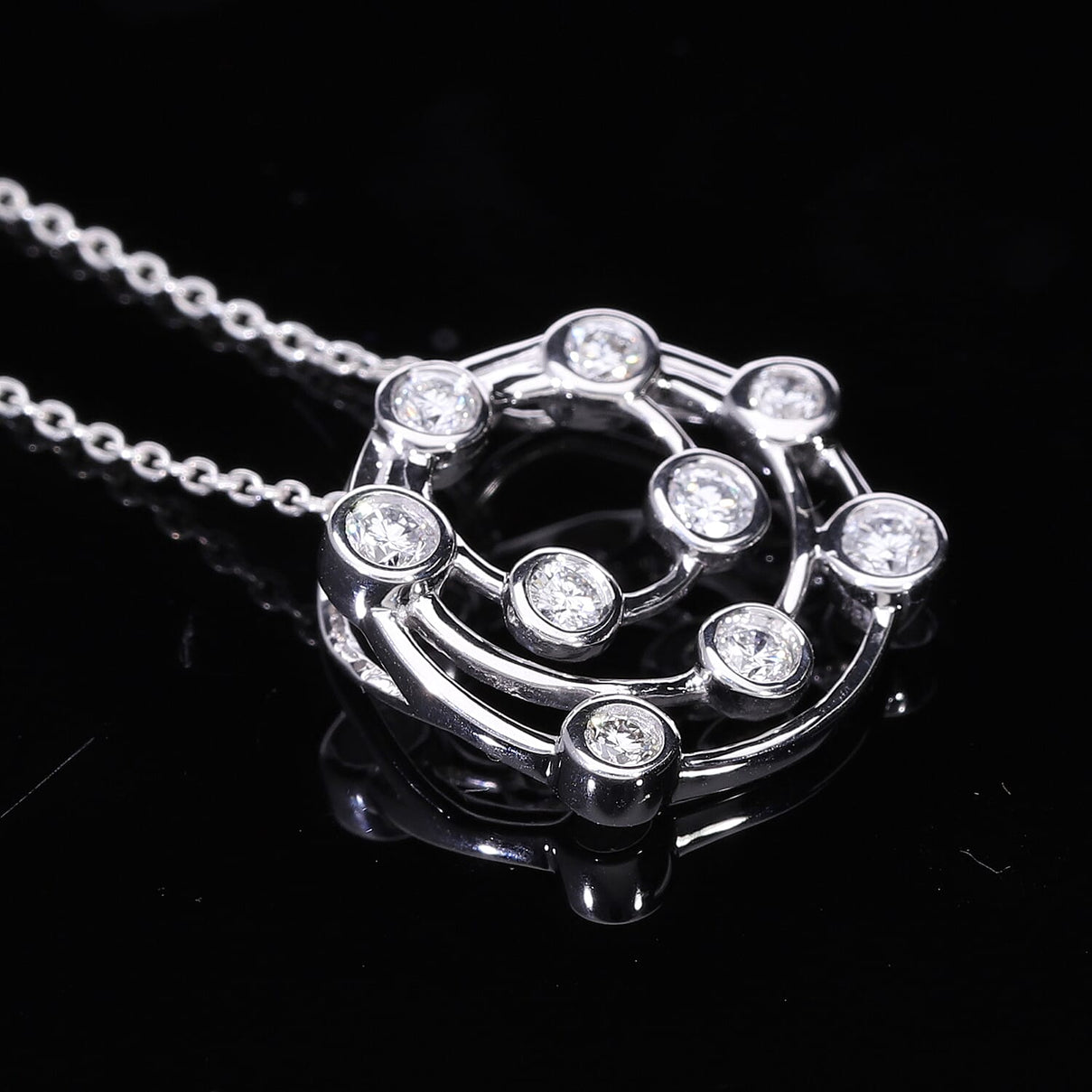 LUXURIANT 0.5 Ct. Lab Grown Diamond Bubble Pendant with Chain (Size 20 Inch) in Platinum Overlay Sterling Silver 4269571 1