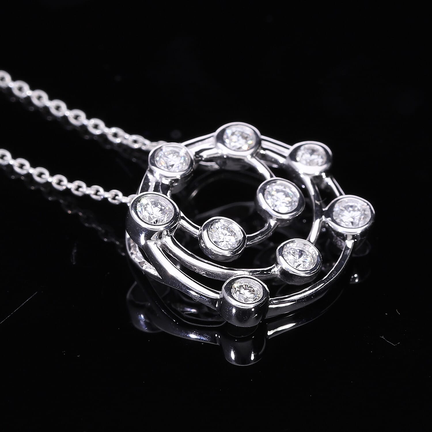 LUXURIANT 0.5 Ct. Lab Grown Diamond Bubble Pendant with Chain (Size 20 Inch) in Platinum Overlay Sterling Silver 4269571 1