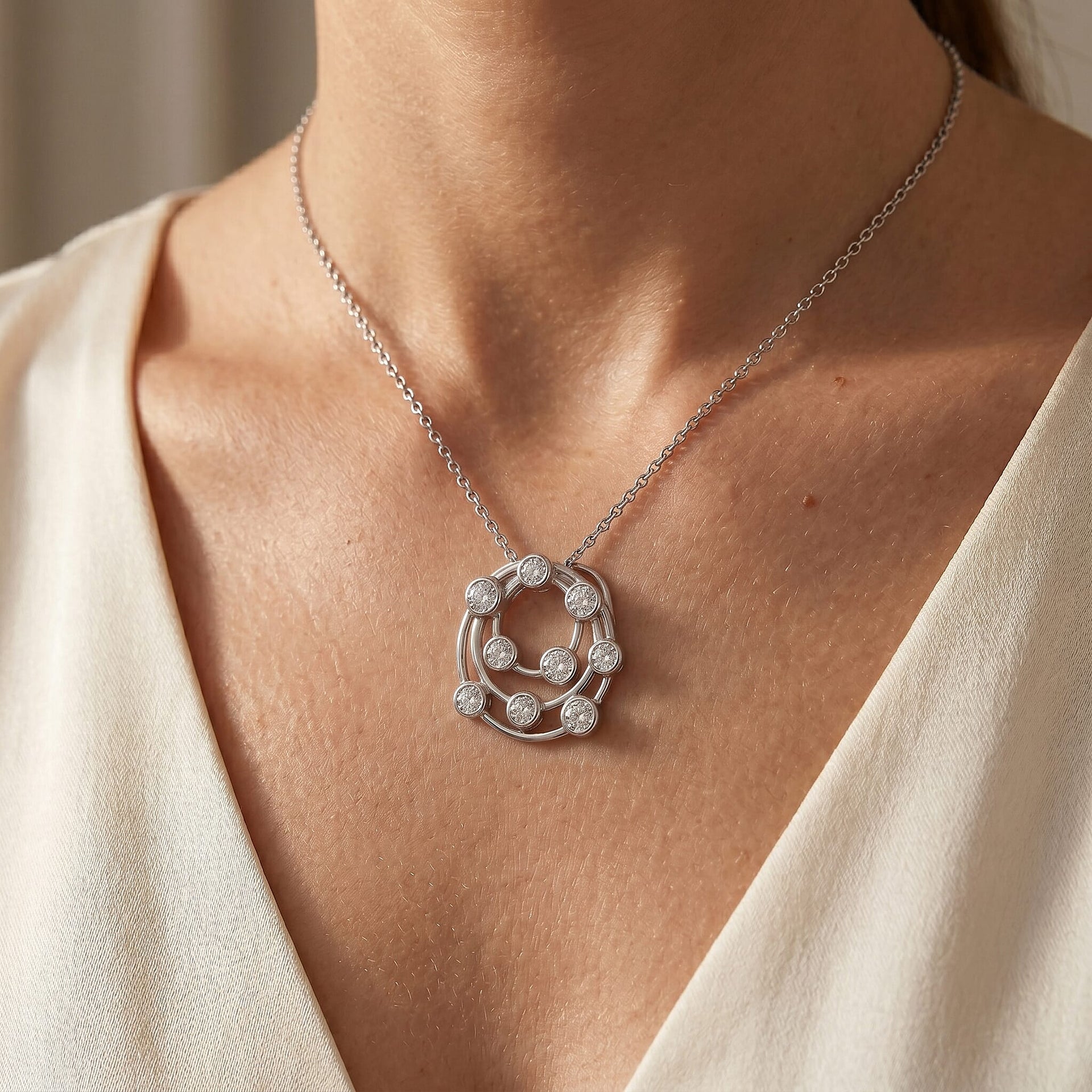LUXURIANT 0.5 Ct. Lab Grown Diamond Bubble Pendant with Chain (Size 20 Inch) in Platinum Overlay Sterling Silver 4269571 2