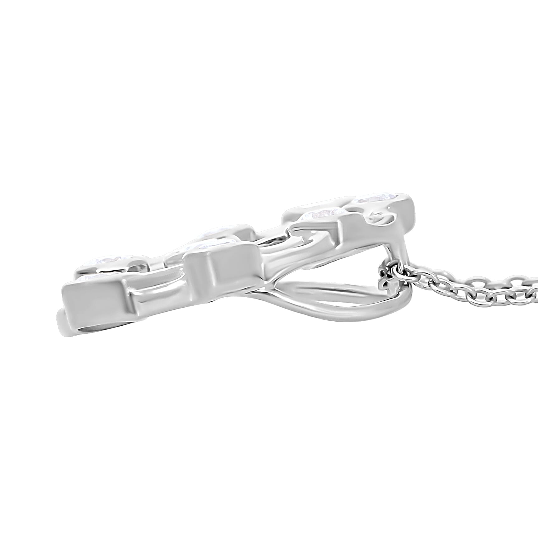 LUXURIANT 0.5 Ct. Lab Grown Diamond Bubble Pendant with Chain (Size 20 Inch) in Platinum Overlay Sterling Silver 4269571 3