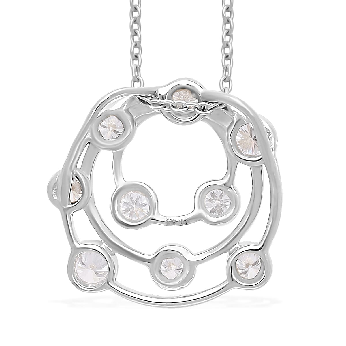 LUXURIANT 0.5 Ct. Lab Grown Diamond Bubble Pendant with Chain (Size 20 Inch) in Platinum Overlay Sterling Silver 4269571 4