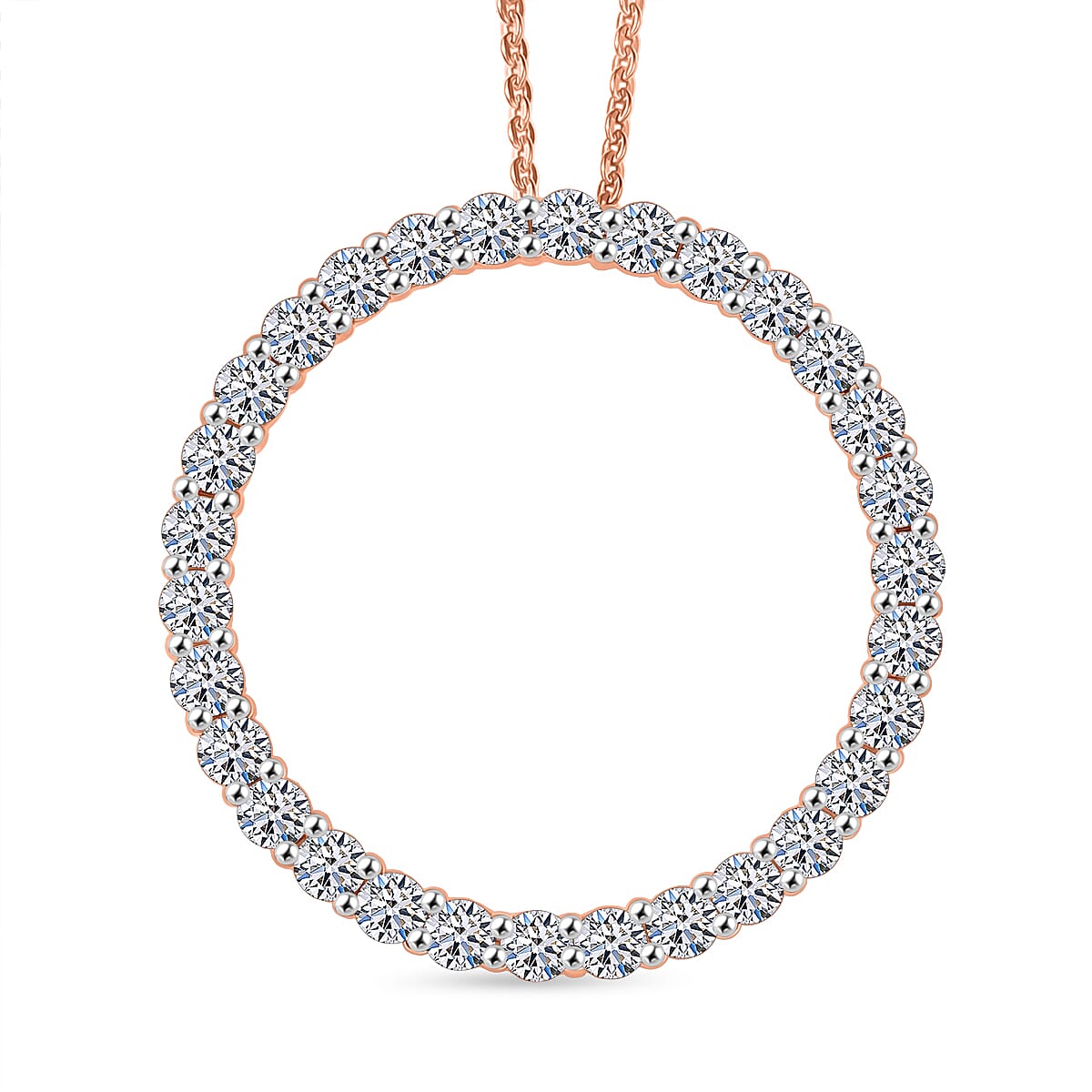 LUXURIANT 1.5 Ct. Lab Grown Diamond Circle Of Life Pendant with Chain (Size 20) in 18K Vermeil Rose Gold Over Sterling Silver (SI-GH) 4428239 0