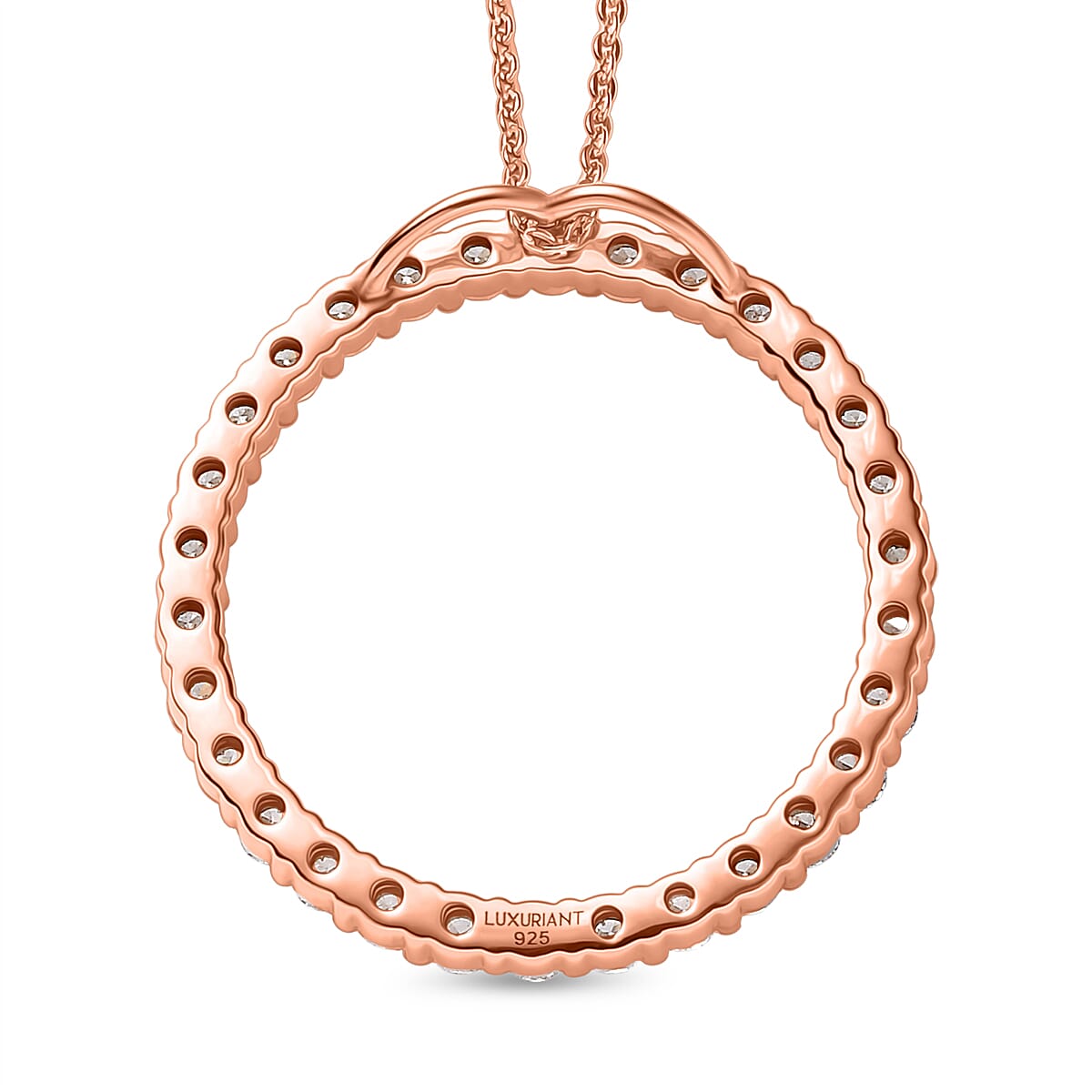 LUXURIANT 1.5 Ct. Lab Grown Diamond Circle Of Life Pendant with Chain (Size 20) in 18K Vermeil Rose Gold Over Sterling Silver (SI-GH) 4428239 5