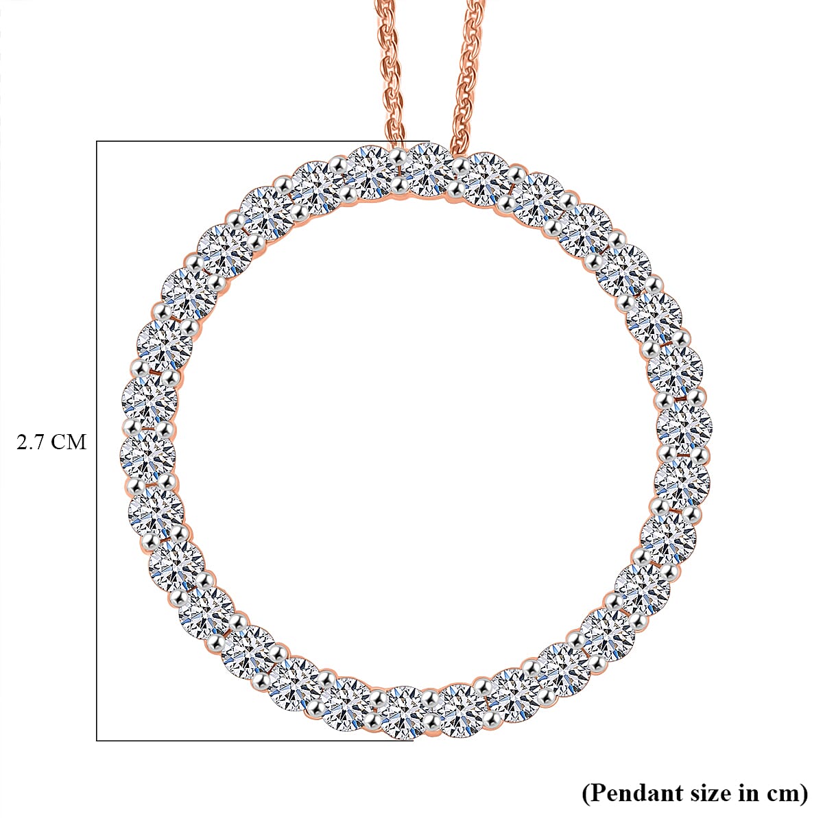 LUXURIANT 1.5 Ct. Lab Grown Diamond Circle Of Life Pendant with Chain (Size 20) in 18K Vermeil Rose Gold Over Sterling Silver (SI-GH) 4428239 7