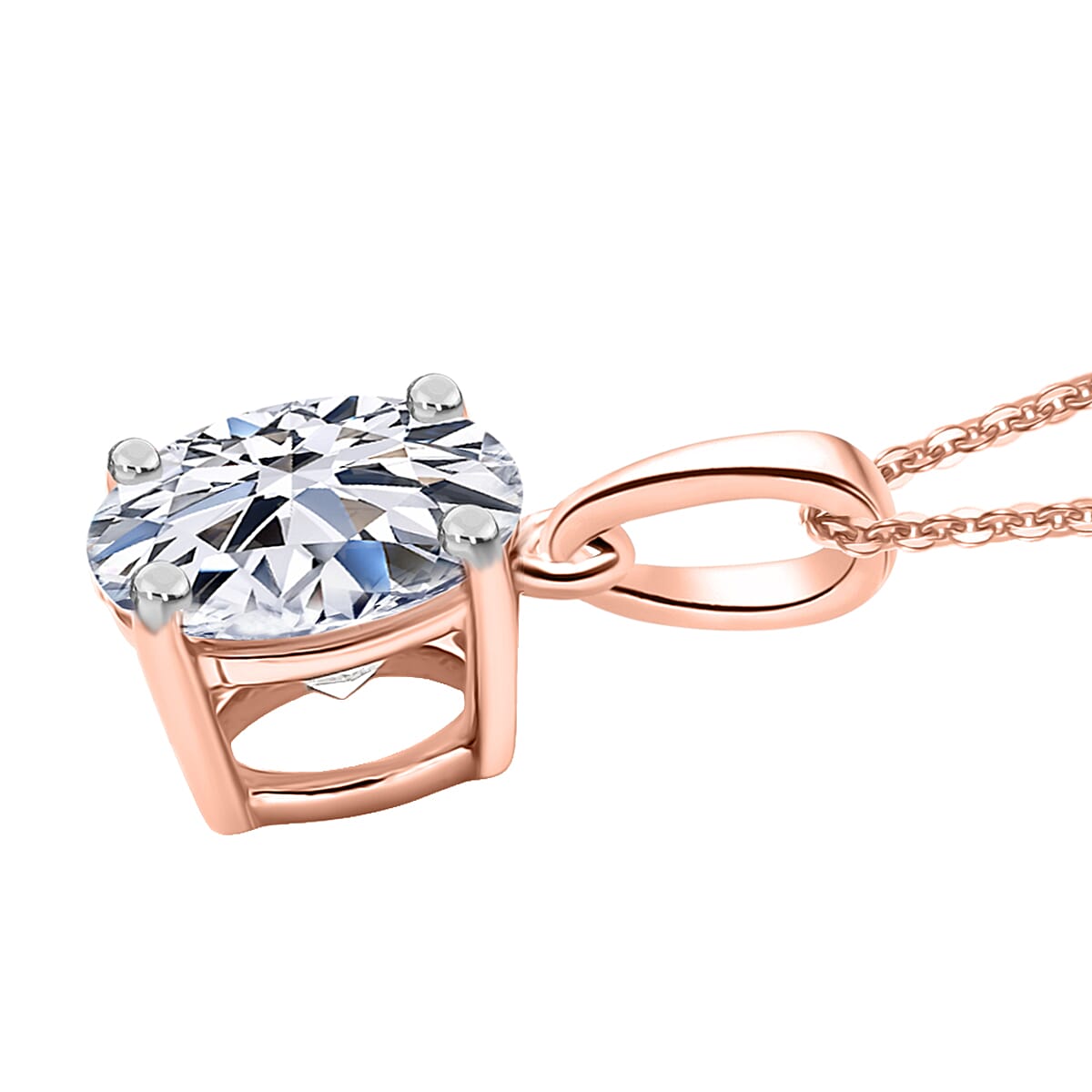 LUXURIANT 1.5 Ct. Lab Grown Diamond Solitaire Pendant with Chain in 18K Vermeil Rose Gold Plated Sterling Silver, 20 Inch 4436552 4
