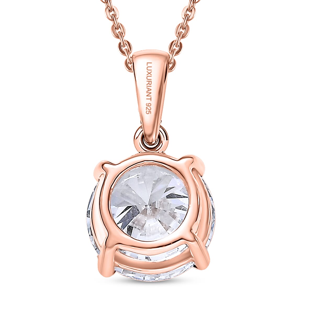 LUXURIANT 1.5 Ct. Lab Grown Diamond Solitaire Pendant with Chain in 18K Vermeil Rose Gold Plated Sterling Silver, 20 Inch 4436552 5