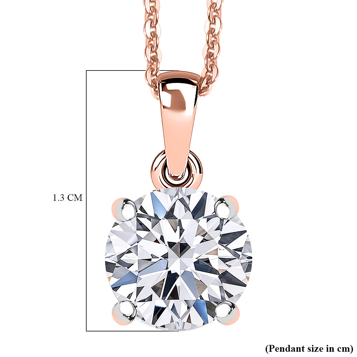 LUXURIANT 1.5 Ct. Lab Grown Diamond Solitaire Pendant with Chain in 18K Vermeil Rose Gold Plated Sterling Silver, 20 Inch 4436552 7