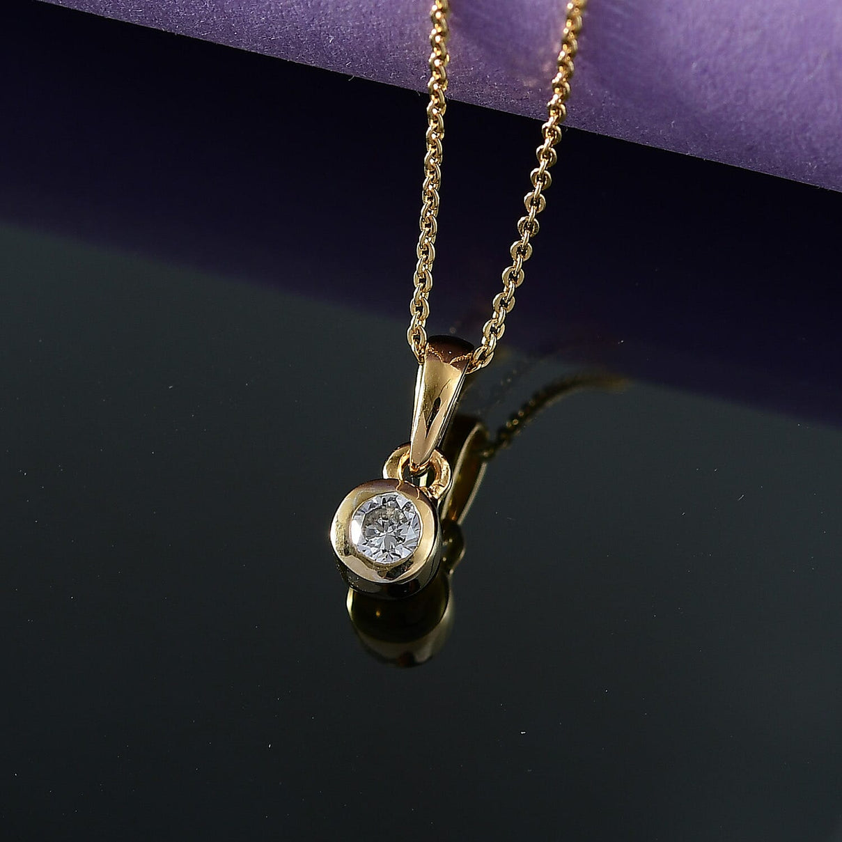 LUXURIANT Lab Grown Diamond Solitaire Pendant with Chain (Size 20) in 18K Yellow Gold Vermeil Over Sterling Silver 0.250 Ct. 4396716 2