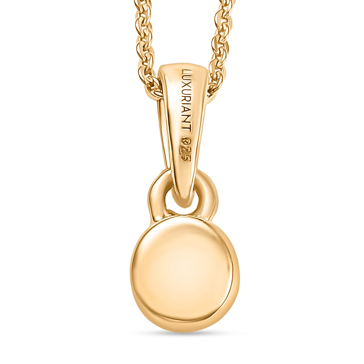 LUXURIANT Lab Grown Diamond Solitaire Pendant with Chain (Size 20) in 18K Yellow Gold Vermeil Over Sterling Silver 0.250 Ct. 4396716 4