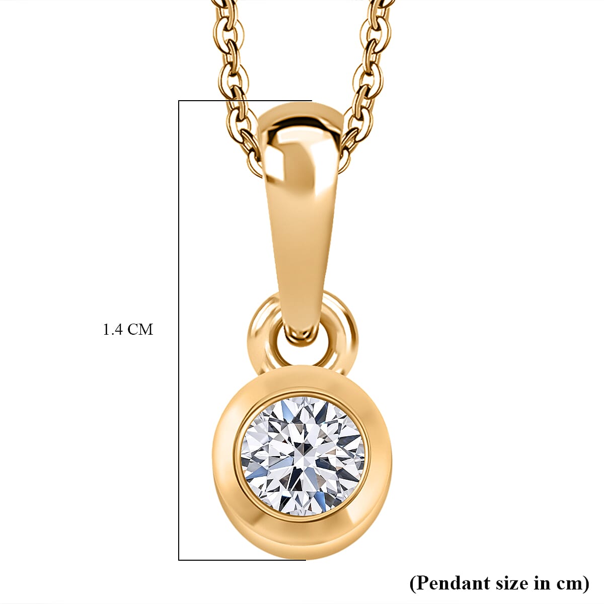 LUXURIANT Lab Grown Diamond Solitaire Pendant with Chain (Size 20) in 18K Yellow Gold Vermeil Over Sterling Silver 0.250 Ct. 4396716 5
