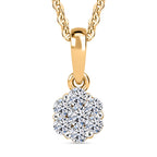 Luxuriant Lab Grown Diamond (SI-GH) Pendant with Chain (Size 20) with Pressure Set in 18K Vermeil Yellow Gold Plated Sterling Silver