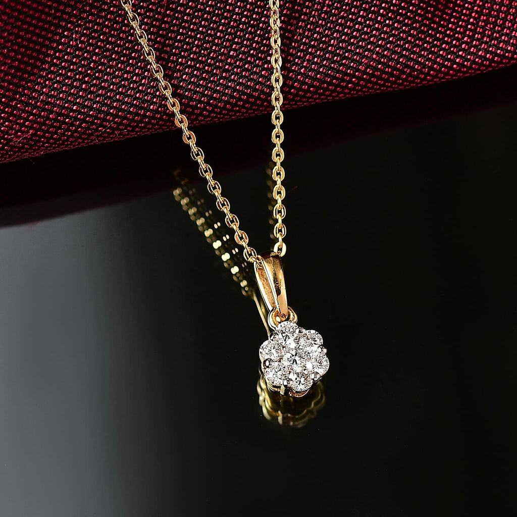 Luxuriant Lab Grown Diamond (SI-GH) Pendant with Chain (Size 20) with Pressure Set in 18K Vermeil Yellow Gold Plated Sterling Silver