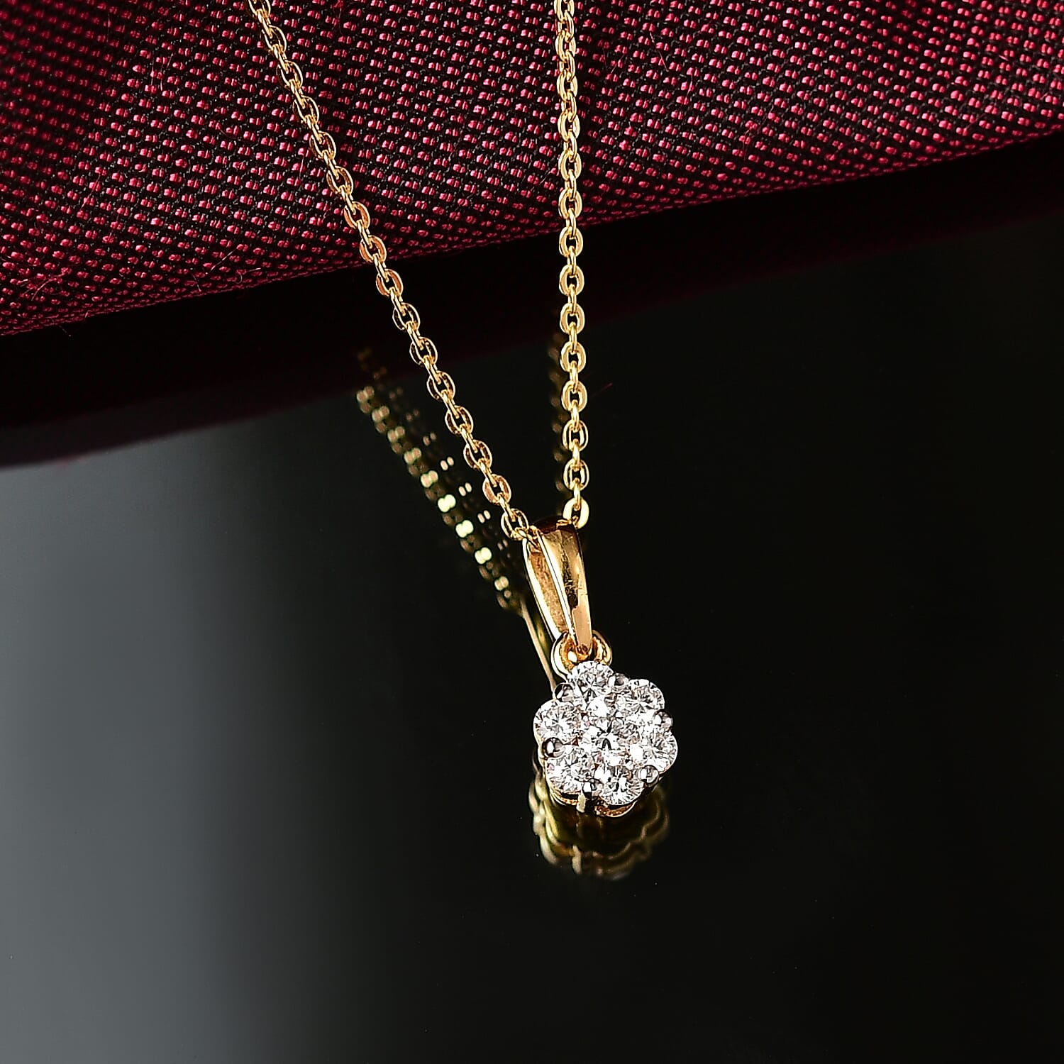 Luxuriant SI-GH Lab Grown Diamond Cluster Pendant with Chain in 18K Vermeil Yellow Gold Plated Sterling Silver 4409705 3