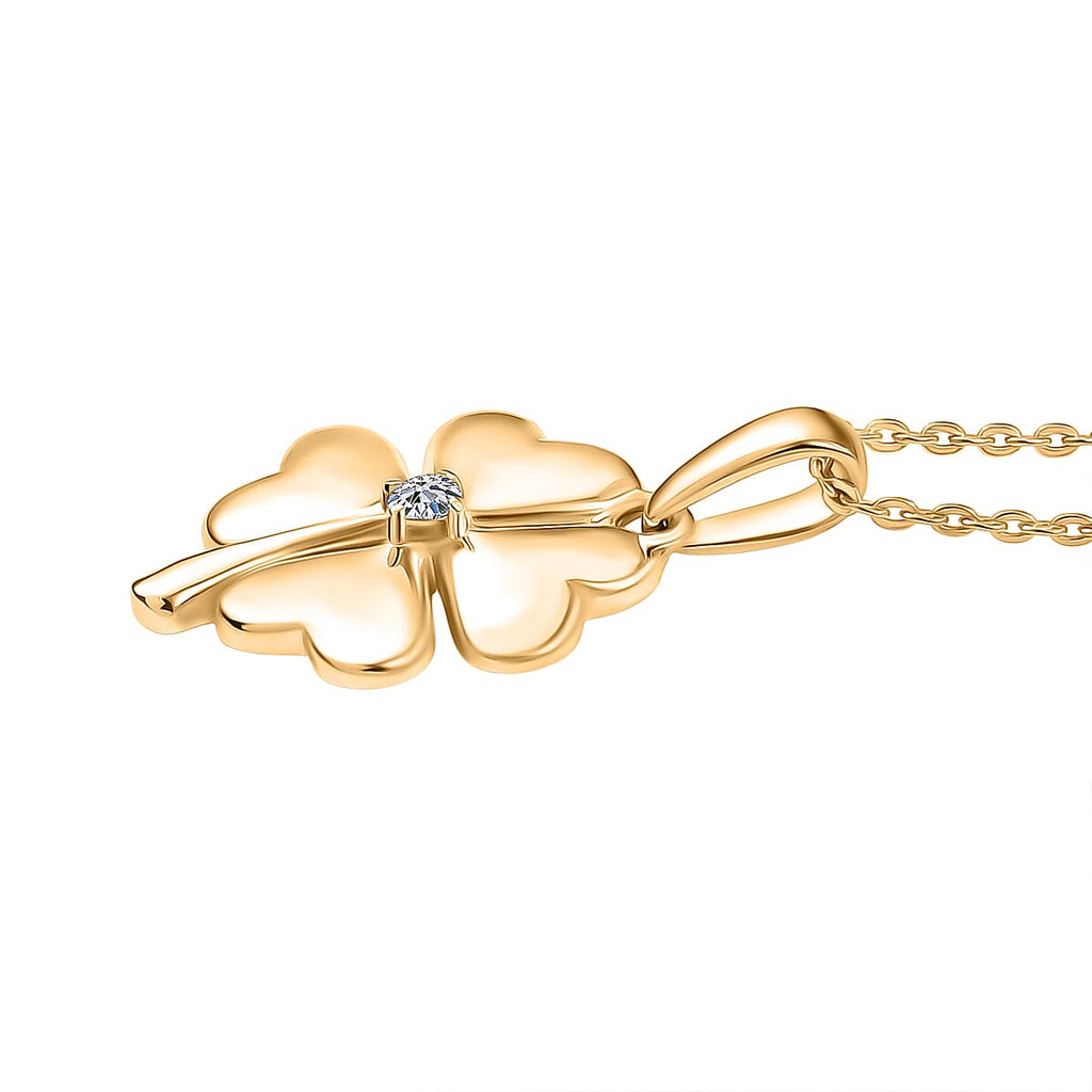 Luxuriant Lab Grown Diamond in Center (SI-GH) Pendant with Chain (Size 20) in 18K Vermeil Yellow Gold Plated Sterling Silver