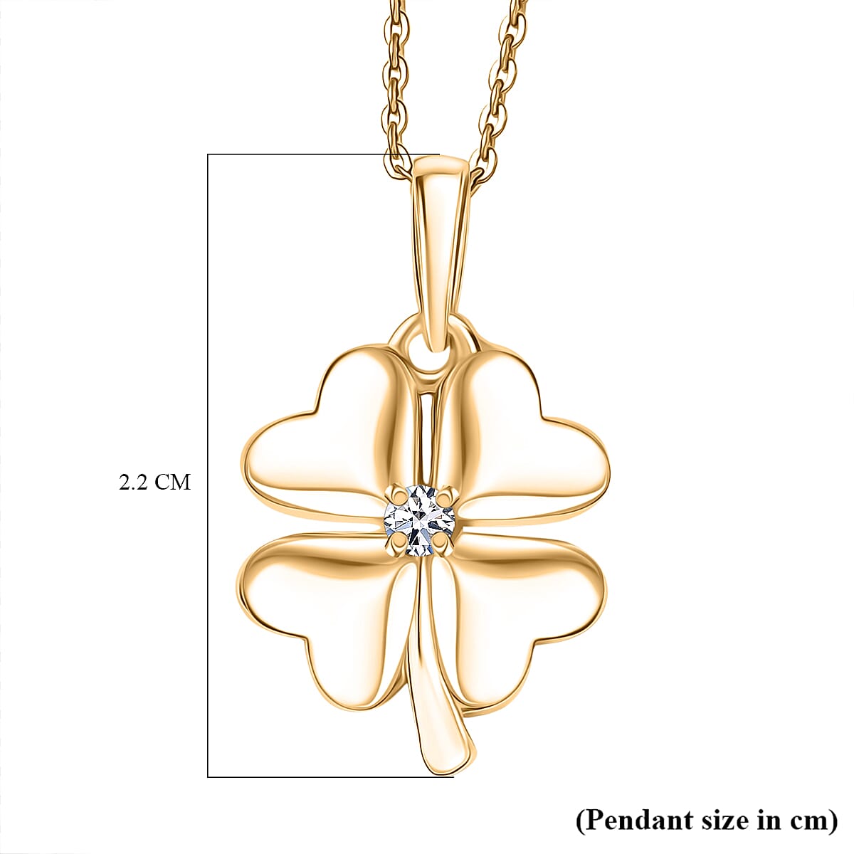 LUXURIANT Lab Grown Diamond (SI-GH) Clover Leaf Solitaire Pendant with Chain (Size 20) in 18K Vermeil Yellow Gold Plated Sterling Silver 4409709 7